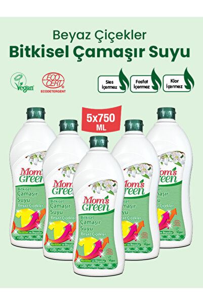 Mom's Green 5'li Set Bitkisel Çamaşır Suyu - BEYAZ ÇİÇEKLER ECO