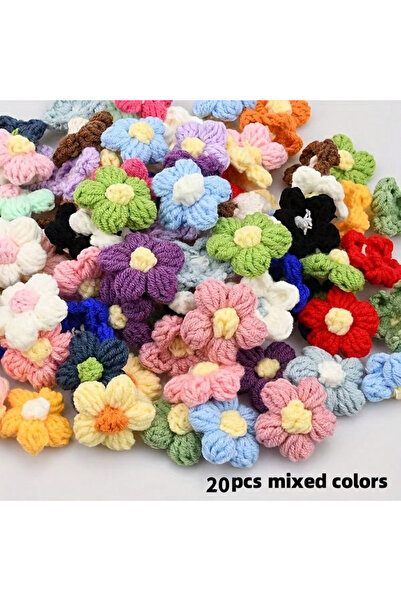 Choice 20 Pieces 50Pcs Crochet Flower Appliques - Handmade Knitted Yarn Flowe...