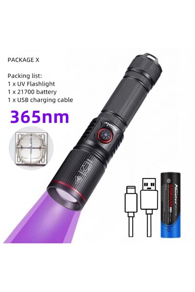 Choice black SV96 365nm 21700 Zoom 20W LED High Power UV Flashlight 365/395nm...