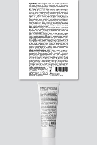 Naturagen Spf50+ Broad Spectrum Sunscreen 50 ml |   Uva / Uvb Spf 50+ Pa++++ |   Barrier Repairer |   Cica, Ceramide