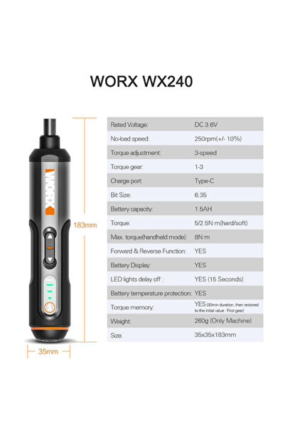 Choice WX240 Worx 4V Mini Electrical Screwdriver Set WX242 WX241 WX240 Smart ...