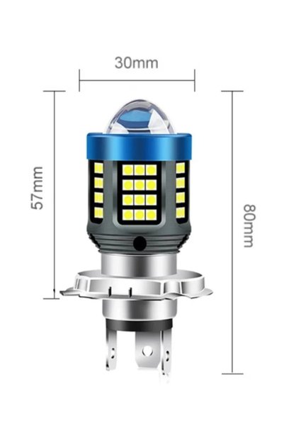 Ruan Bec LED H4 MOTO cu două faze 3030 cu 61 LED-uri SMD, temperatură 6000K, putere 160W, 15000 lm