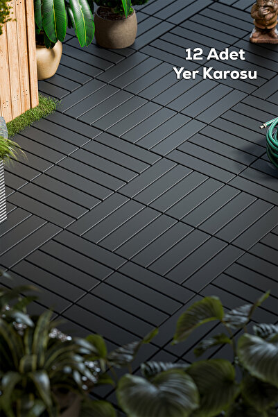 Porsima 1066 12li Bahçe Balkon Teras Zemin Döşemesi Banyo Paspası Sert Plasti...