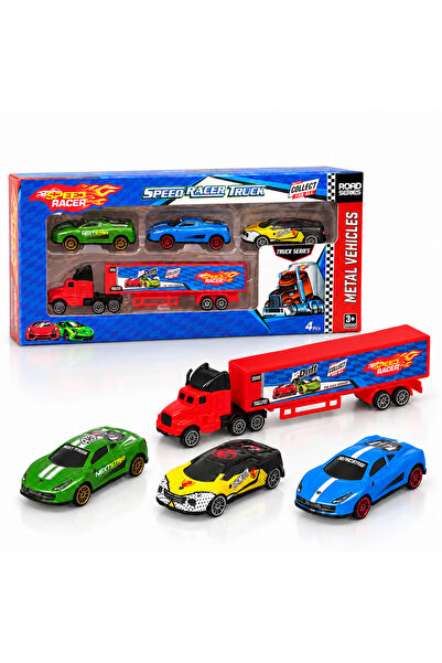 Toysan Metal Truck 3-Piece Mini Car Set – 1 Truck + 3 Metal Cars (1/64 Scale)