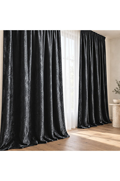 Mastel Set 2 draperii black-out culoare negru