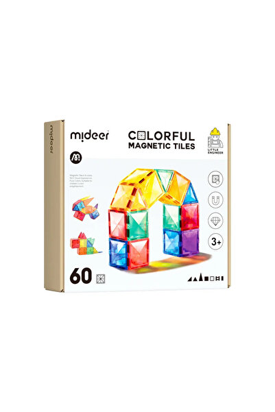 Mideer Renkli Magnetic Tiles - 60 Parça