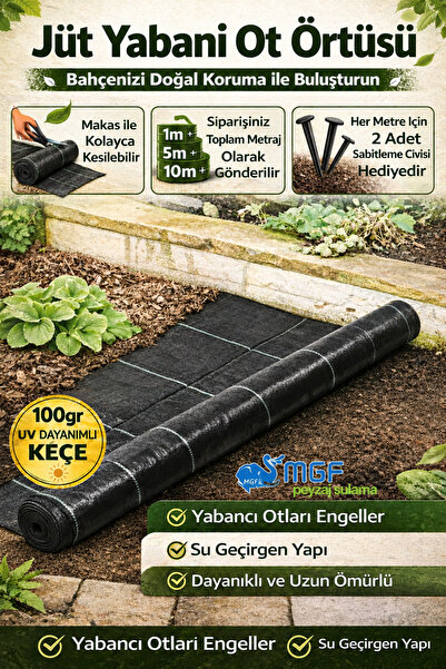 MGF PLAST MGF 1mt X 5 Mt. Kumaş Sera Taban Yabani Ot Örtüsü Jüt Peyzaj Uygula...