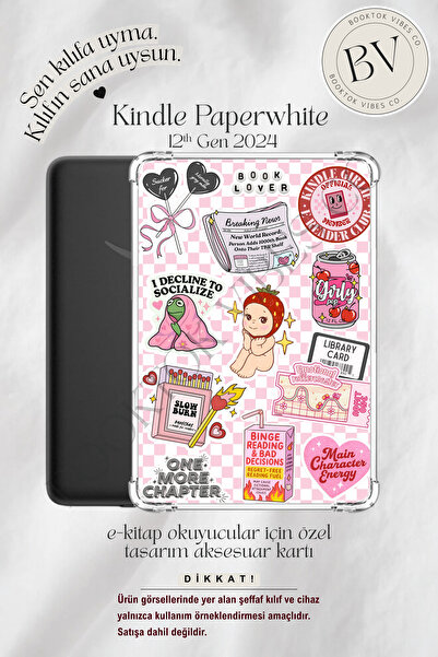BookTok Vibes Co. Sonny Angel Pembe Sticker Temalı Insert - Kindle ve Kobo E-...
