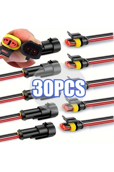 Choice3 Black 30PCS-15pair 10-50PCS 2 Pin Way Connector Waterproof Connectors...