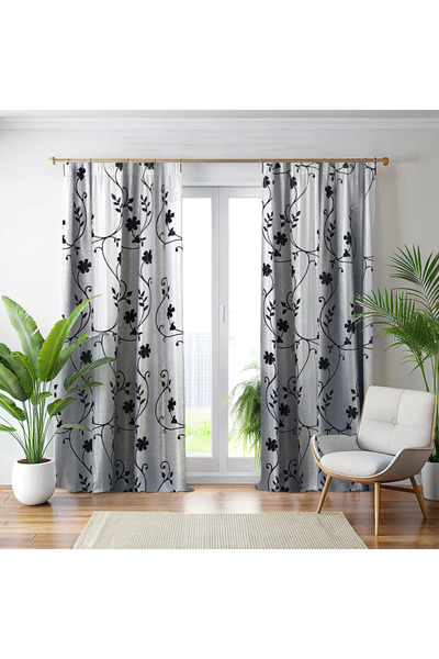 Mastel Set 2 draperii black-out , culoare gri-negru, model B1