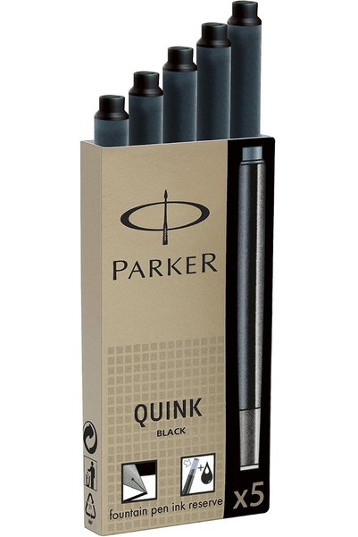 Parker عبوات حبر كوينك لأقلام الحبر السائل - حبر أسود، علبة من 5 قطع-4474