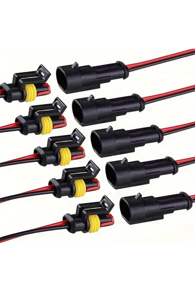Choice black 10PCS 2 Pin Way Electrical Wire Connector, 18AWG Male Female Plu...