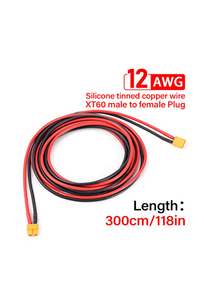 Choice 300cm 12AWG XT60 Male Female Conversion Plug Connection Cable 300CM Si...