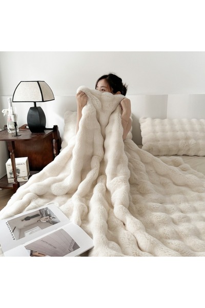 Choice 150x200cm 1pcs WHITE 2025 new solid color imitation rabbit plush milk ...