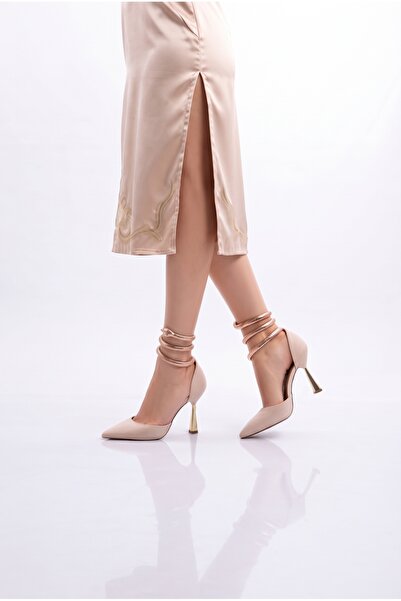 DGN Women's Evening Dress Shoes Beige Velvet 6562821