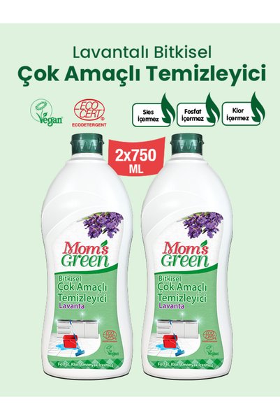 Mom's Green 2'li Set-Çok Amaçlı Temizleyici Lavanta Bitkisel (750 ml x 2 Adet)