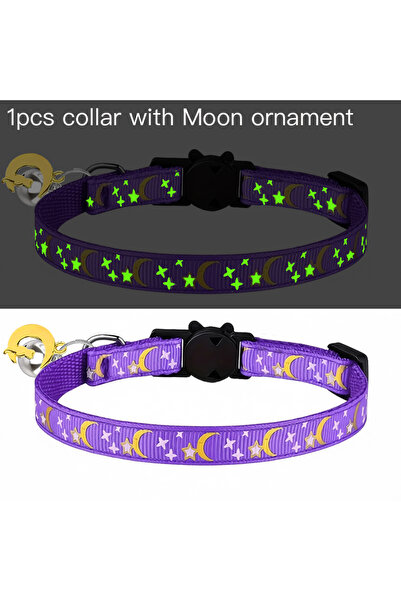 Choice15 Purple with Moon Pet Collar Cat Dog Gold Color Stars and Moon Pet Co...