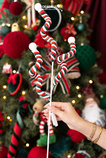 Dekorsende Christmas Ornament Flocked Spiral Branch Red Green White 90 cm