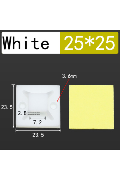 Choice 25X25-White Fixing Seat Clamps Self Adhesive Cable Tie Base 100PCS Wir...