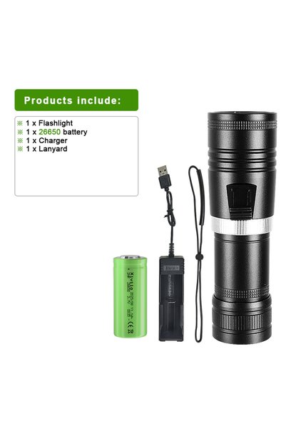 Choice طقم 26650 احترافي فائق القوة 30000000 لومن، مصباح يدوي LED مقاوم للماء...