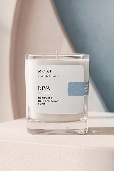 MORF Collection 01 RIVA | El Yapımı Kokulu Soya Mum 200 gr – Bergamot, Deniz Notaları, Sedir