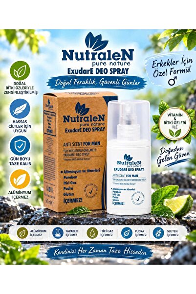 Nutralen Exudare Deo Spray Erkek - Doğal Deodorant For Men 50 Ml Roll on Spra...