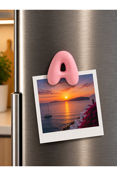 LioraeAtelier A Harfi Buzdolabı Magneti Pembe Harf Magnet