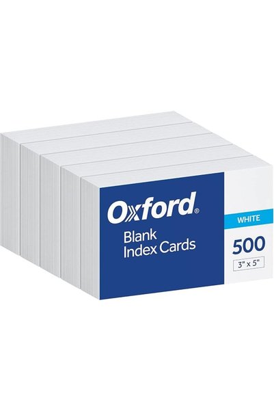 Oxford Index Cards, 3 x 5 Inches, White, Blank Notecards, Flashcards for Scho...