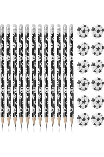 NALACAL Pencils with Eraser Set, 12 Pack Football Wooden Pencil HB with 12 Er...