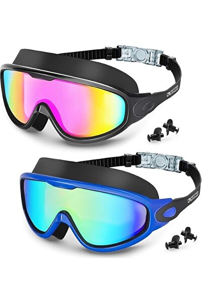 Yelajoy 2 PCS Swim Goggles, Men Women Swimming Goggles, Black Anti-Fog Eyewea...