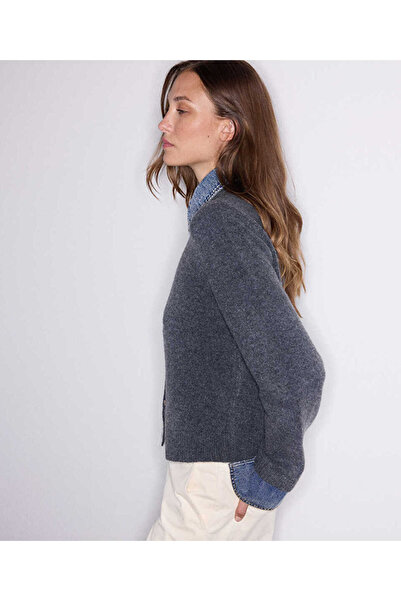 İpekyol Çift parça görünüm denim mix triko