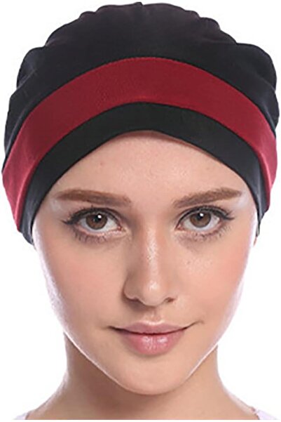 GENERAL قبعة حجاب نسائية إسلامية بلونين، عمامة قابلة للتمدد، قبعة كيمو بتصميم...