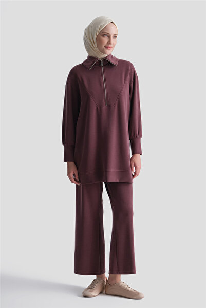 Armine Shawl Collar Knitted Suit Burgundy