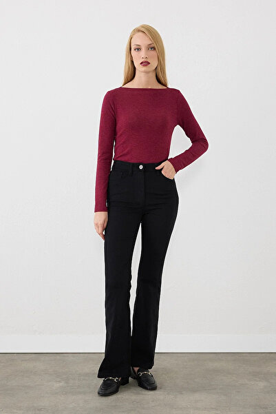 Gusto Flare Fit Kanvas Pantolon - Siyah