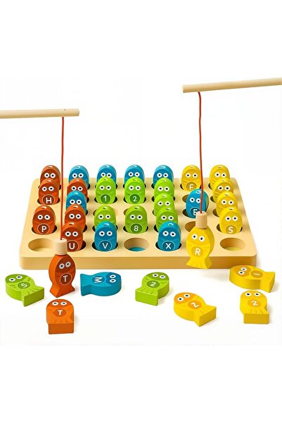 EDUTREE Wooden Magnetic Fishing Game – Montessori Fishing Toy with ABC Alphab...