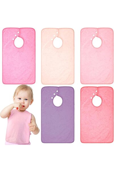 Generic Baby Bib Set, 5 Pack Large Terry Cloth Bibs, Pullover Design with Sna...