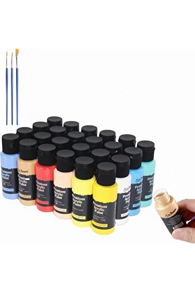 NALACAL Acrylic Paint Set with 24 Colors (2oz/60ml) & 3 Brushes, Non-Toxic Ar...