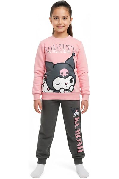 SANRIO طقم جوجر للفتيات مطبوع عليه رسومات كورومي بريتي آند إنفينسيبل
