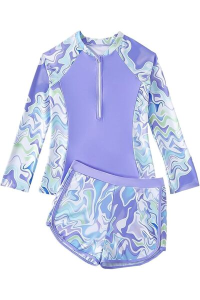 bolivia's Girl Swimsuits with Shorts, Kids Swimwear Set with Built-in Shorts,...