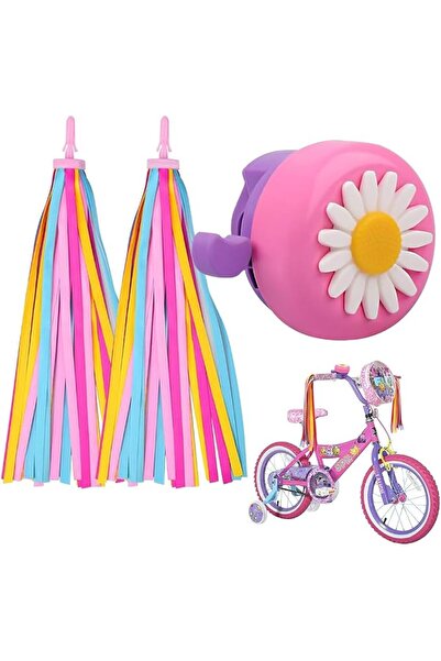 ELEPHANTBOAT Kids Bike Bell with Daisy Flower, Pink Dome Bell with 2 Pack Tas...
