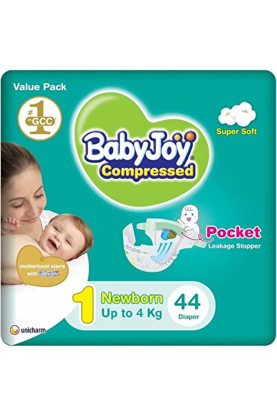 BabyJoy Compressed Diamond Pad, Size 1, Newborn, 0-4 Kg, Value Pack, 44 Diapers