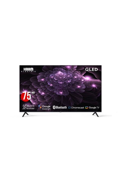 HAAM شاشة تلفزيون 75 بوصة، دقة 4K UHD، تلفزيون ذكي بنظام جوجل، تقنية QLED، 60...