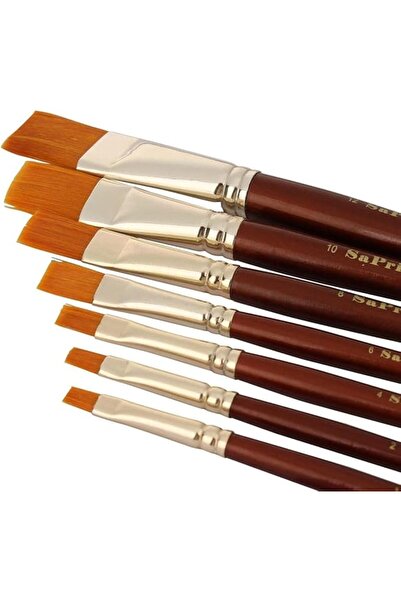 Sapri Flat Artist Paint Brush 7-Piece Set, Gold