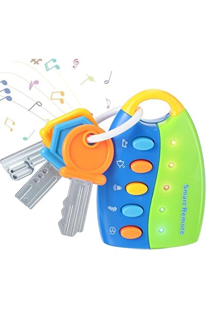 Skylety Musical Car Key Toy for Toddlers with Sound and Lights,Blue
