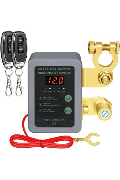 KASTWAVE 12V Remote Car Battery Kill Switch with LED - Smart Voltage Disconne...