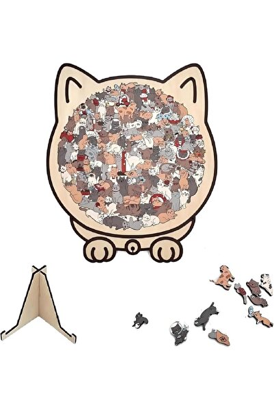 KASTWAVE 135-Piece Wooden Cat Jigsaw Puzzle, Morandi Color Animal Puzzle for ...