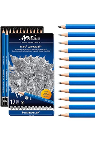 Staedtler premium quality drawing pencil, Mars Lumograph, graphite pencil set...
