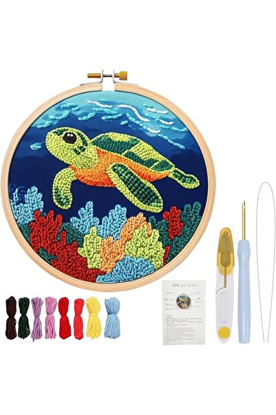 AZONEE Punch Needle Kit Sea Turtle Embroidery Set, DIY Craft with Pre Printed...