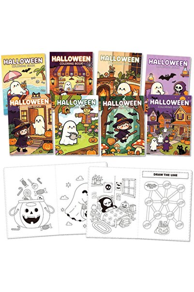Generic Brand Set de 8 cărți de colorat de Halloween pentru copii, cu desene ...