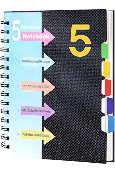 EXCEFORE A5 Spiral Notebook with Tabs, 6x8in Hardcover Notebooks College Rule...